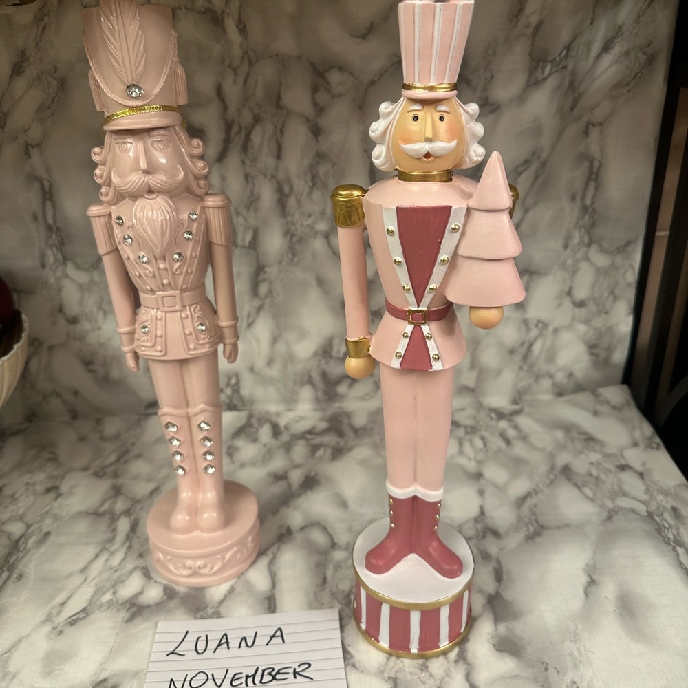 Pink Nutcracker Figurine with Gold Accents
